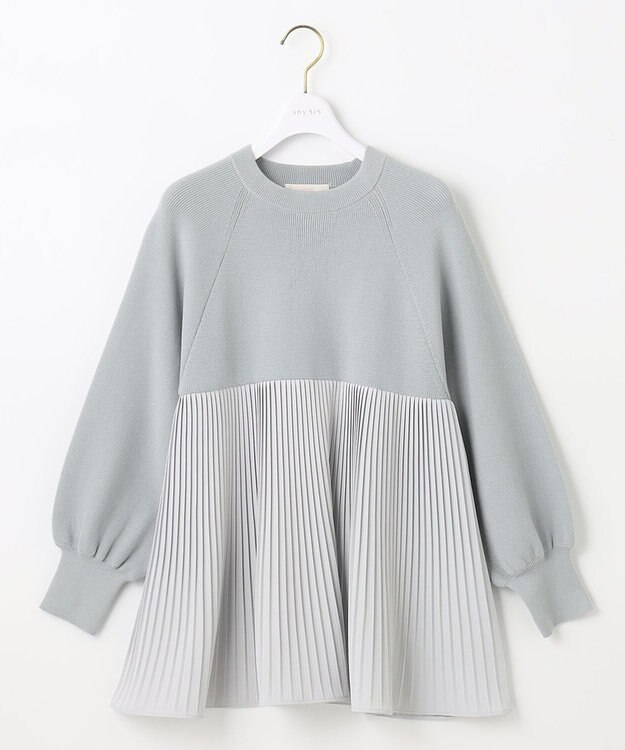 ANY SIS 【洗える】プリーツコンビ ニット ミント