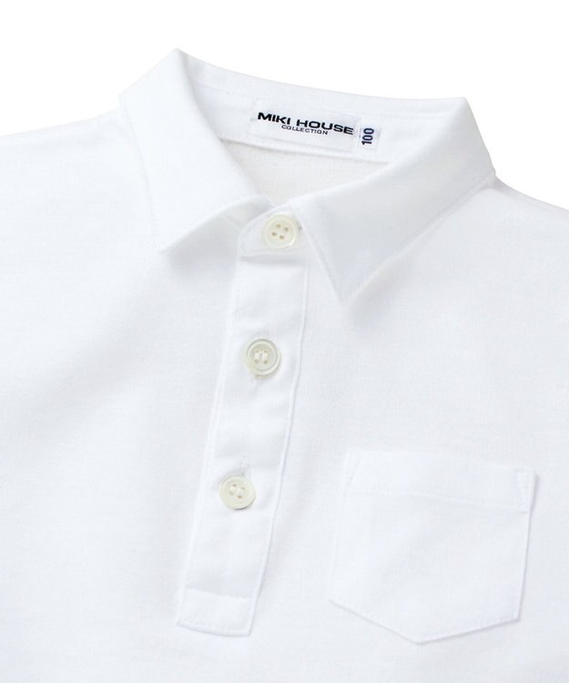 MIKI HOUSE HOT BISCUITS 【ミキハウス】【90-130cm】 天竺素材の半袖シャツ 白