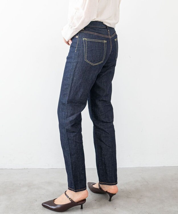 caqu FS linen tapered straight リネンテーパードストレートデニム rinse
