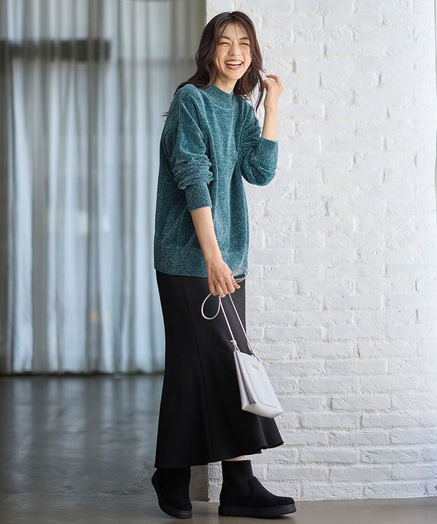 ANY モールニットプルオーバー ブルー