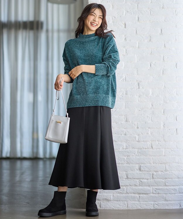 ANY モールニットプルオーバー ブルー