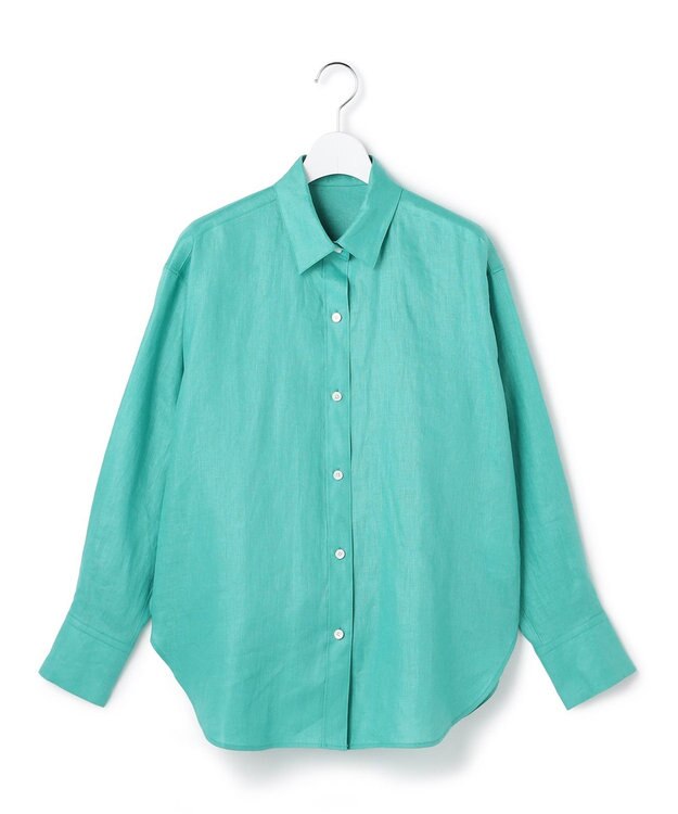 23区 【エステータ】チンツリネン オーバーサイズ シャツ ターコイズブルー系
