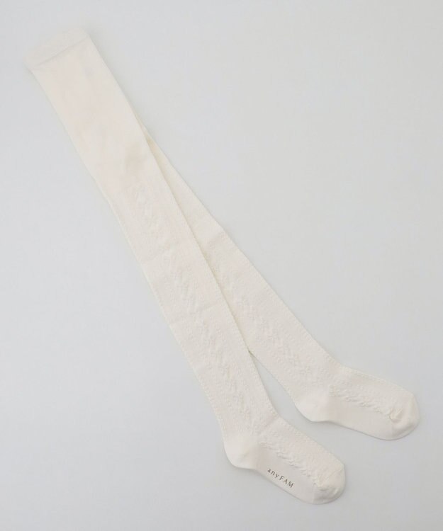 ANY KIDS ジャガードリボン柄タイツ エクリュ