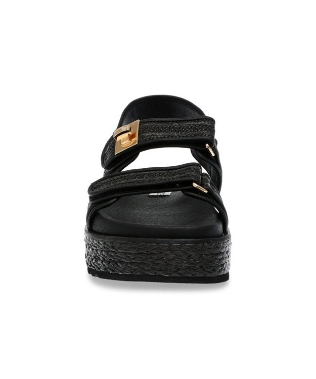 STEVE MADDEN BIGMONA ダブルベルトラフィアサンダル ブラックラフィア