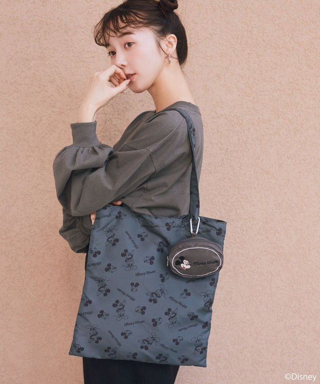 earth music&ecology 【予約】Disney/アソートポーチ付きエコバッグ チャコールグレー