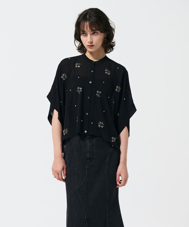 GRACE CONTINENTAL チェリーポンチョブラウス ブラック