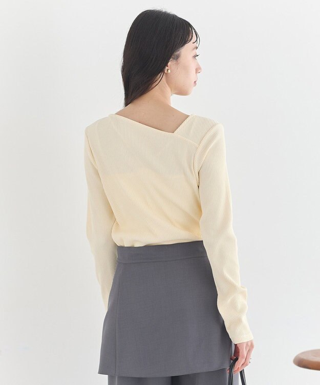 earth music&ecology アシメネックリブプルオーバー Light Yellow