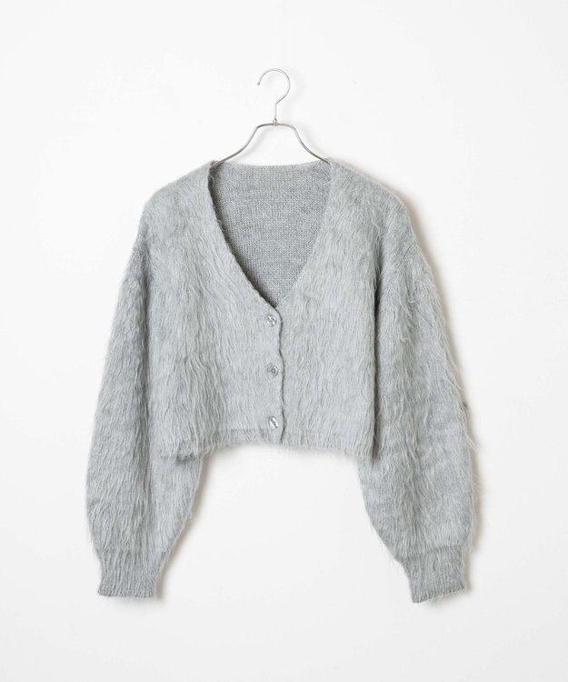 WEGO ファータッチニットショートカーデ ライトグレー
