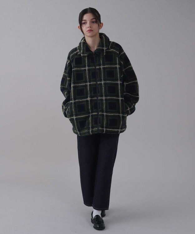 WEGO 【ユニセックス着用ITEM】ボアチェックブルゾン 柄1