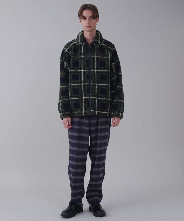 WEGO 【ユニセックス着用ITEM】ボアチェックブルゾン 柄1