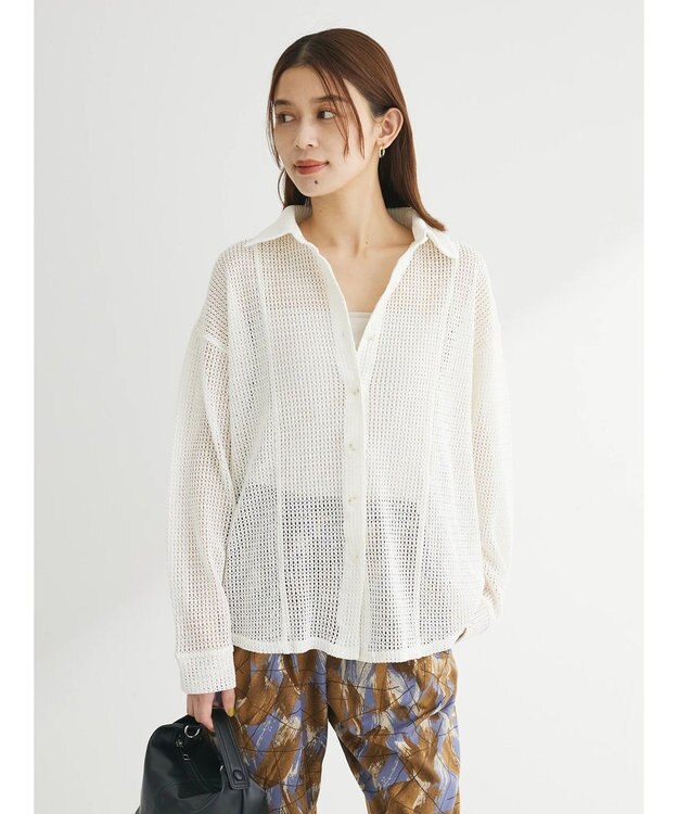 Green Parks カットレースシャツチュニック Off White