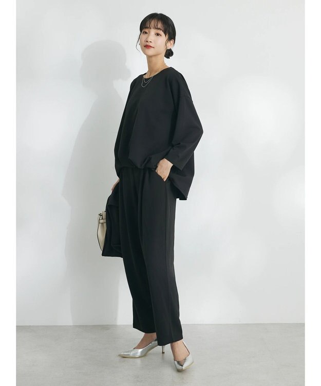 CRAFT STANDARD BOUTIQUE ８分丈ウエストタックオールインワン Black