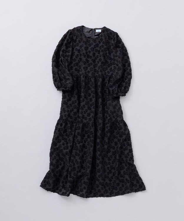 組曲 カットジャカードティアードワンピース ブラック系