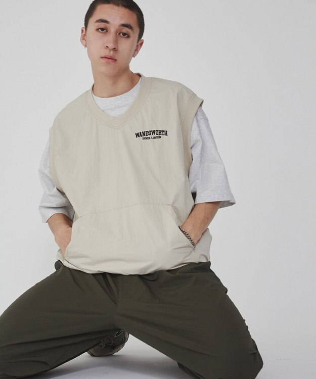 WEGO ナイロンVネックベスト ベージュ