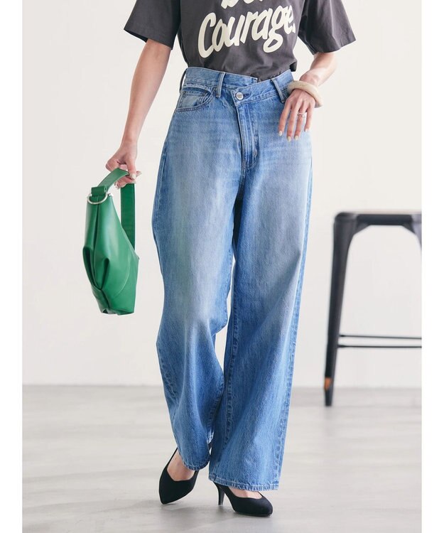 AMERICAN HOLIC アシンメトリーデニムワイドパンツ Indigo