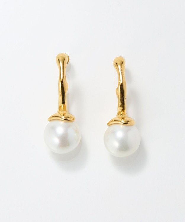 Phoebe 〈金属アレルギー対応〉リップルパールフープピアス　ゴールド/ステンレス/大ぶり/存在感◎/主役級 ゴールド