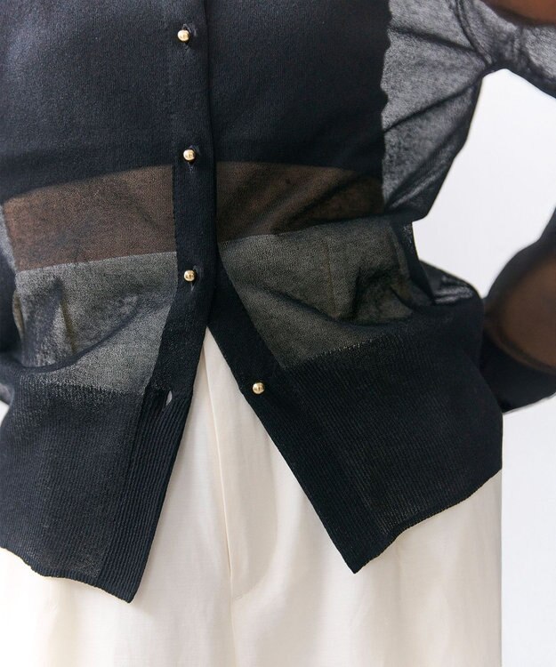 BEIGE， PYRRHOT / シアーコンビ リブカーディガン Black