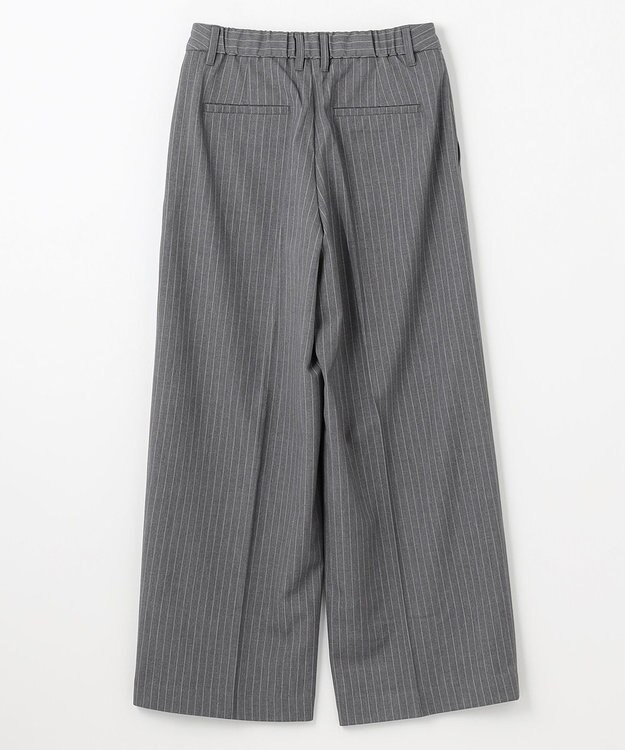 ANY L 【洗濯機可/ウエストゴム/２ＷＡＹストレッチ】ワイドパンツ グレーストライプ