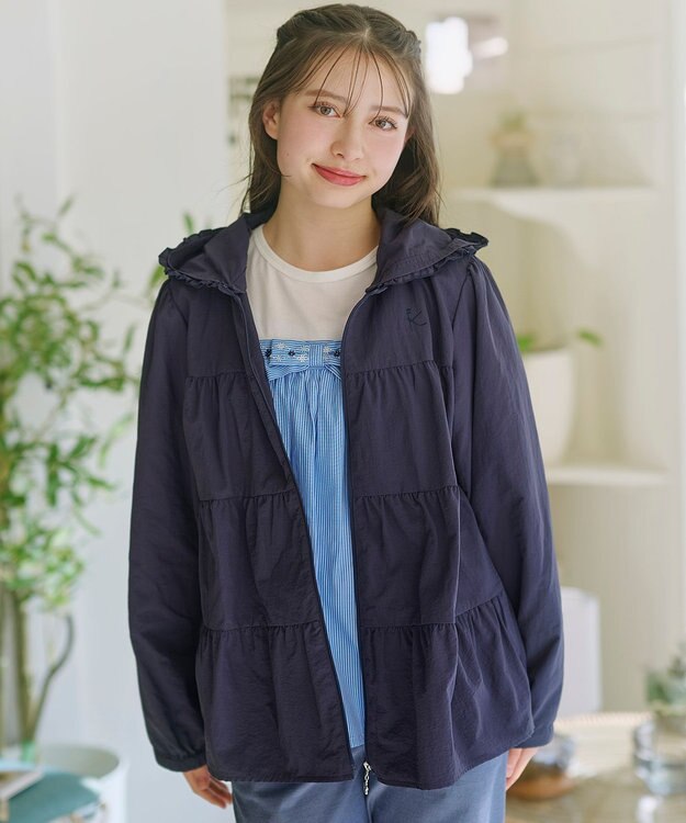 組曲 KIDS 【150-170㎝】 撥水ティアードマウンパ ネイビー