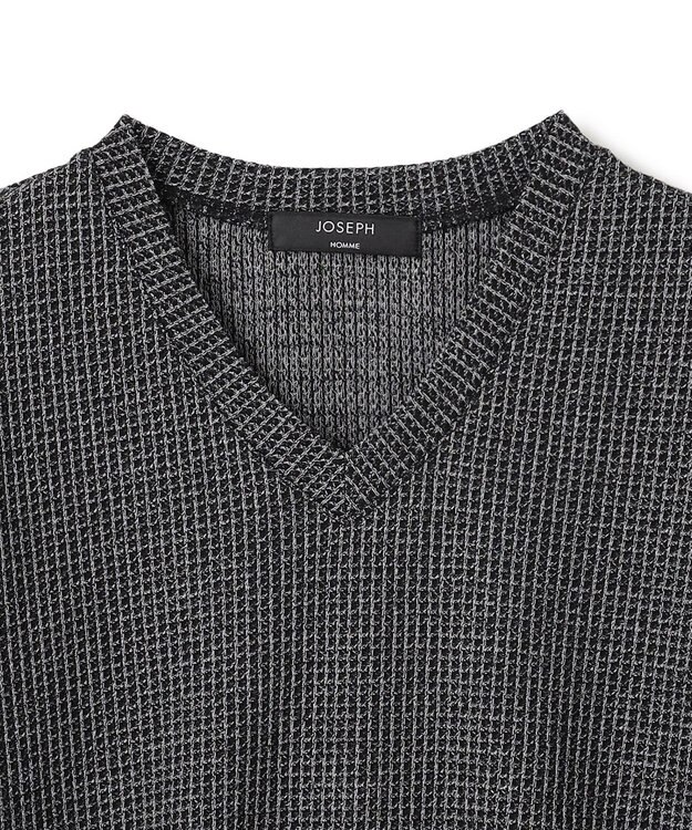 JOSEPH HOMME 新素材【清涼感】メランジクロスジャージー　Vネック半袖カットソー ブラック系