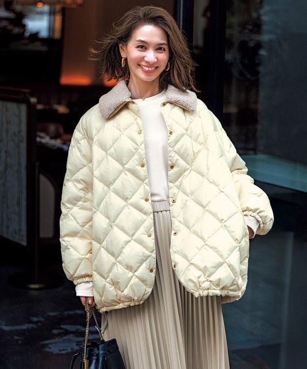 UNFILO 【野呂佳代さん着用】フェイクレザー プリーツスカート グレージュ