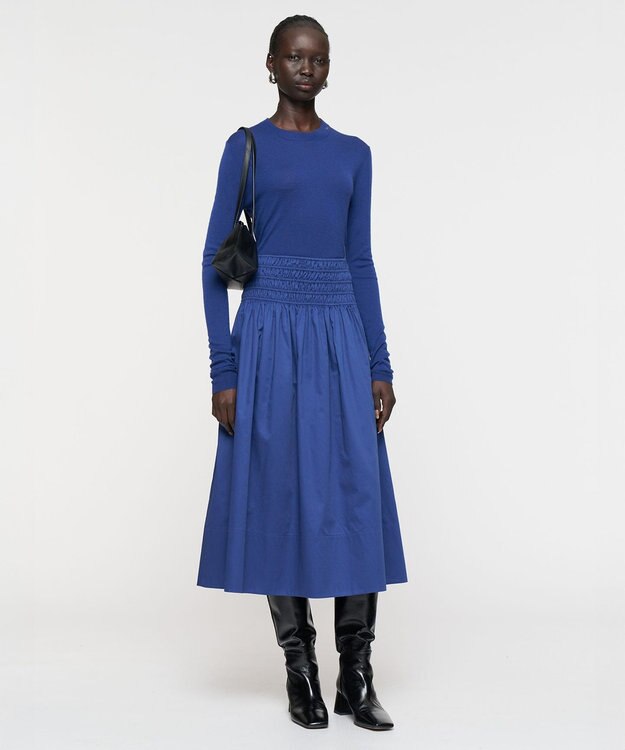 JOSEPH 【洗える】コットンサティーン　スカート Cobalt