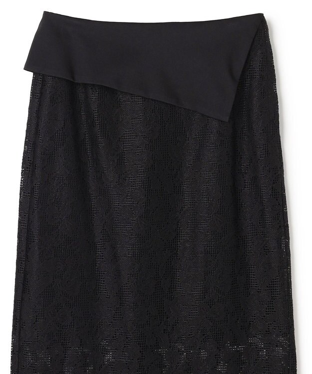 BEIGE， FLUORITE / 異素材コンビ レーススカート Black