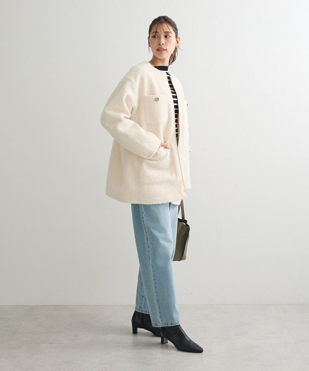 Green Parks ノーカラーＺＩＰジャコット Ivory