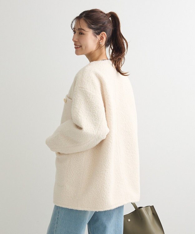 Green Parks ノーカラーＺＩＰジャコット Ivory