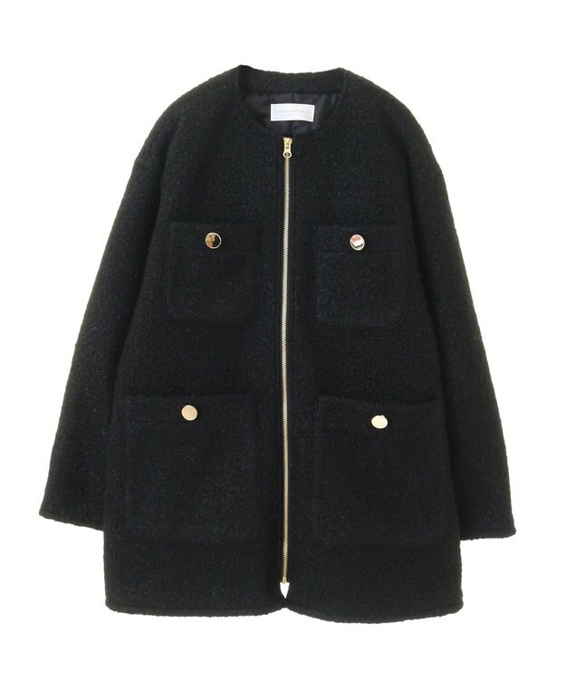 Green Parks ノーカラーＺＩＰジャコット Black