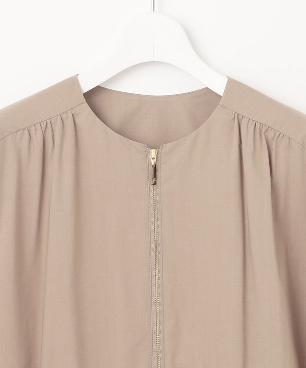 自由区 【洗える】テンセルコットンエンブロイダリー ジャケット モカ