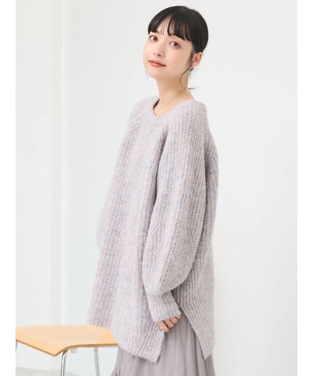 earth music&ecology ふわふわメランジチュニック Lavender