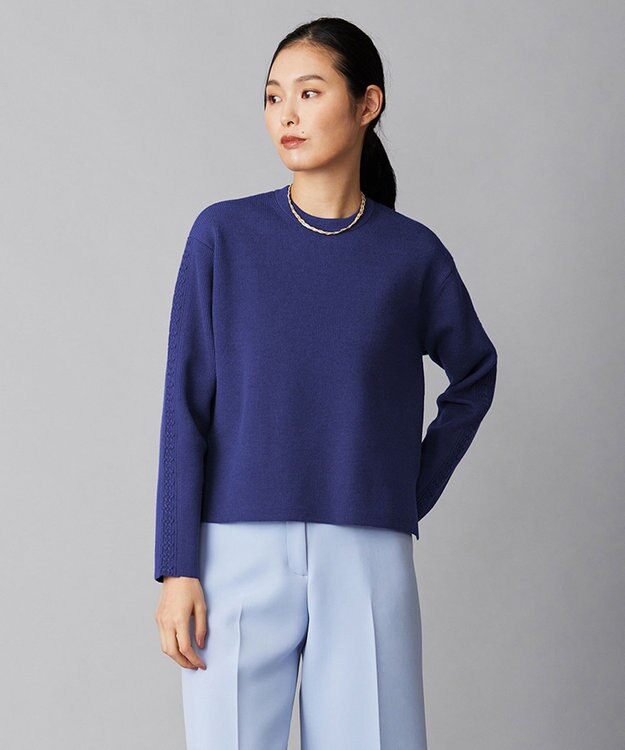 ICB 【洗える】 MIZUHIKI ニットプルオーバー ロイヤルブルー系