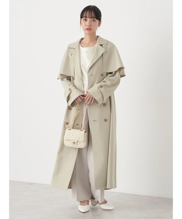 earth music&ecology ２ＷＡＹケープトレンチコート Light Khaki