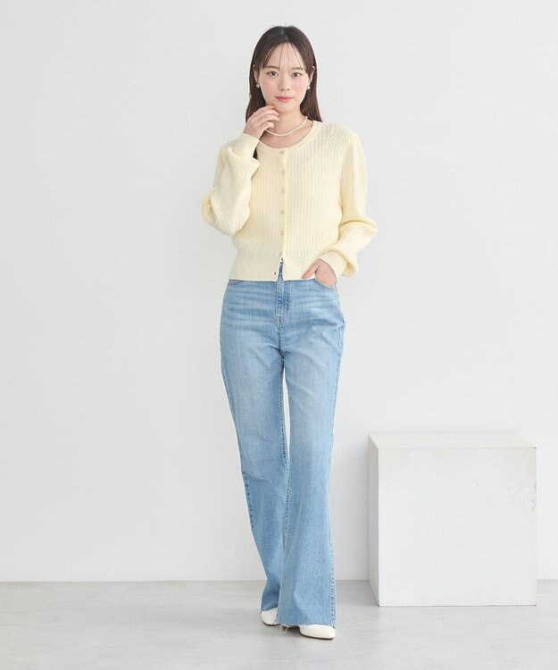 earth music&ecology ミニケーブルコンパクトカーディガン Yellow