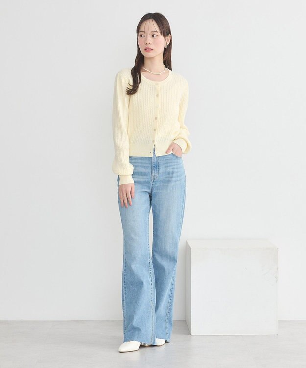 earth music&ecology ミニケーブルコンパクトカーディガン Yellow