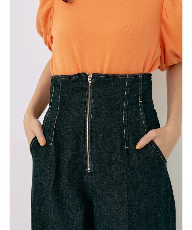 earth music&ecology フロントジップデニムパンツ Indigo