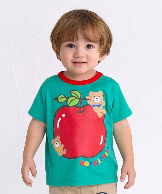 MIKI HOUSE HOT BISCUITS 【80-120cm】 フルーツモチーフ 半袖Tシャツ グリーン