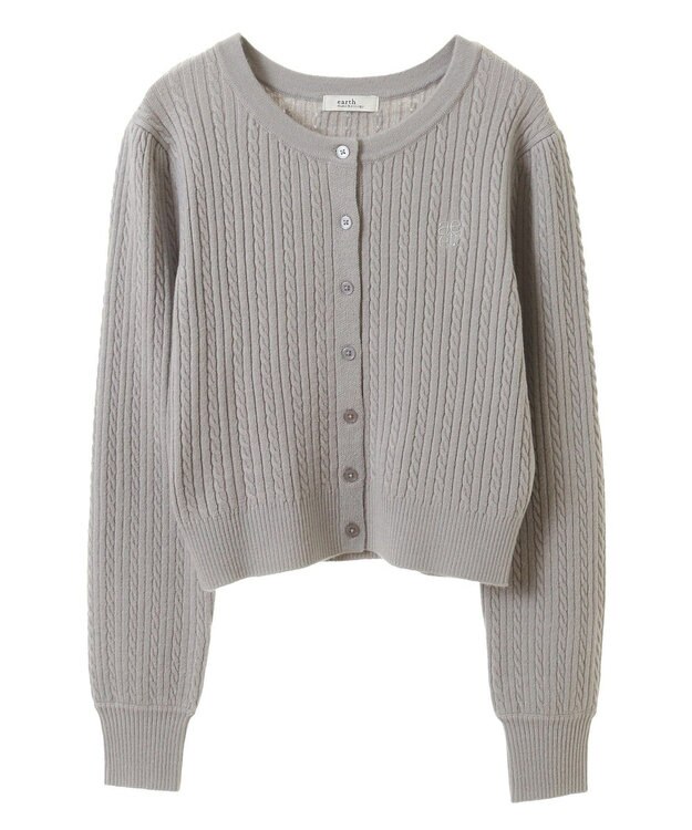 earth music&ecology ミニケーブルコンパクトカーディガン Light Gray