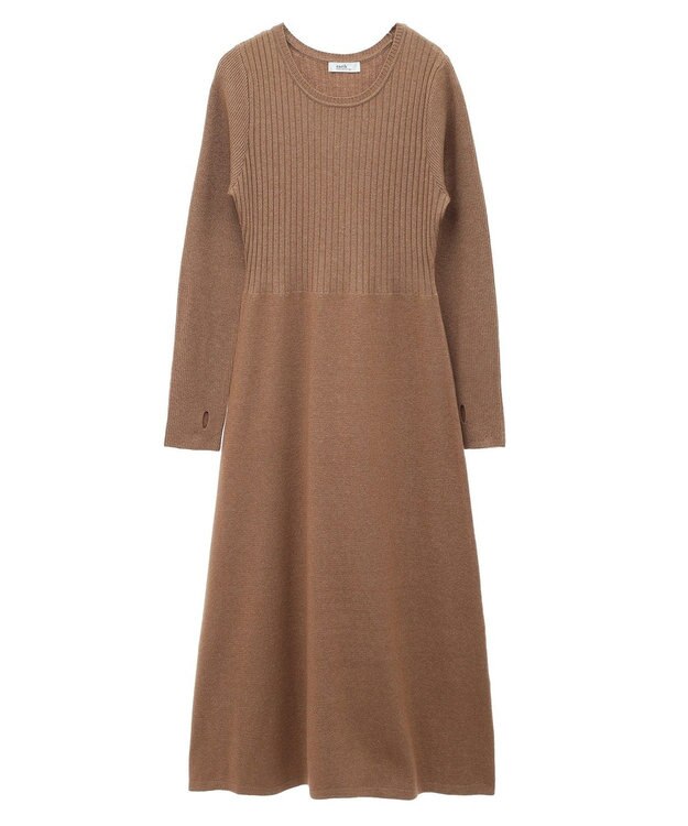 earth music&ecology ＳＥＴ２点ＺＩＰベスト＋ニットワンピース Camel