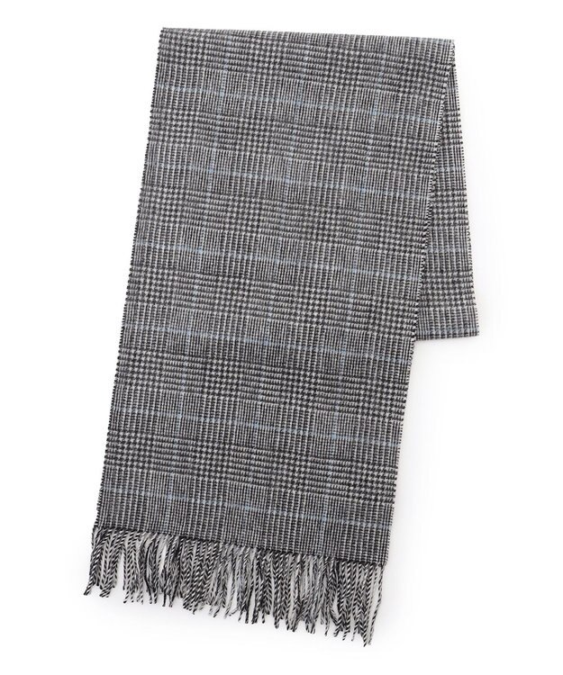 J.PRESS MEN リバーシブルカシミヤ チェックマフラー ライトグレー系3