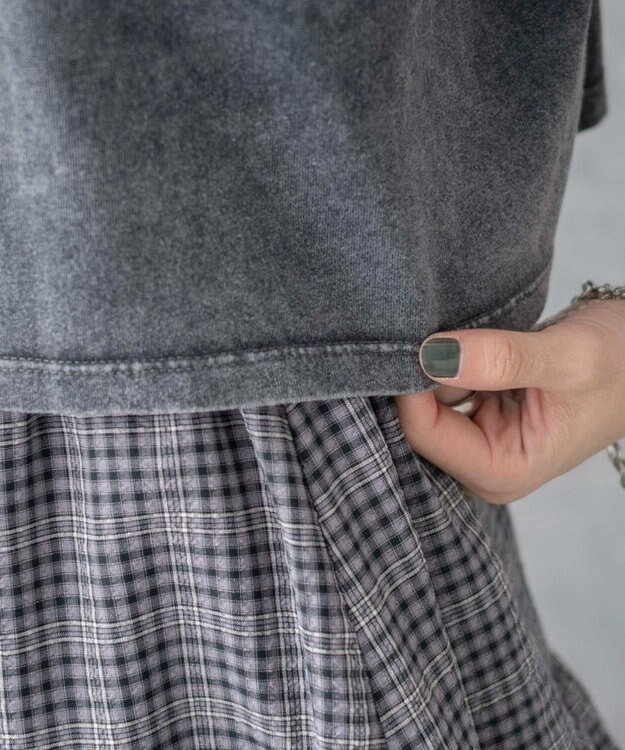 WEGO 【洗える】ヴィンテージウォッシュロールアップショートTシャツ 柄1