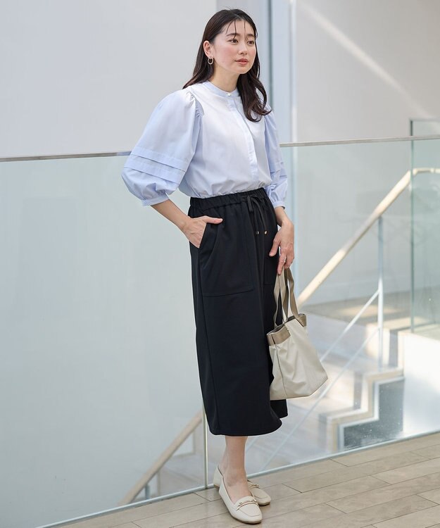 ANY 【接触冷感/UVカット/抗菌防臭/速乾】エニィファンクションタックスリーブブラウス ライトブルー