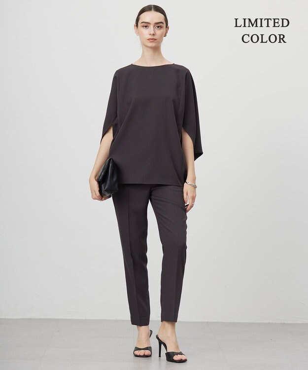 ICB L 【新色追加・WEB限定カラーあり・接触冷感・UVケア・速乾・防シワ・洗える】 FluidBackSatin  ドロストパンツ チャコール系［WEB限定］