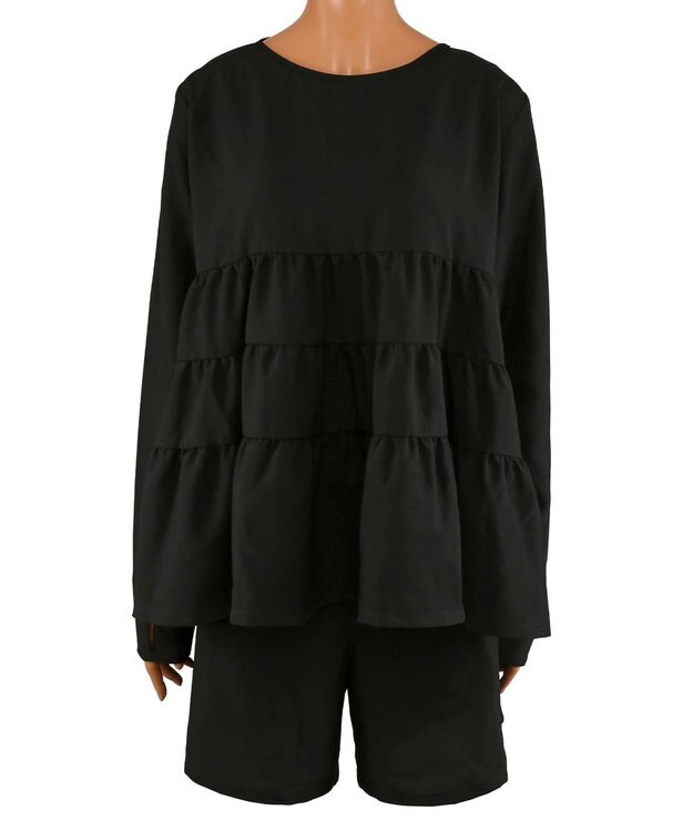 San-ai Resort（三愛水着楽園） 【WEB限定】5点セット キャップ付きUVカットタンキニ+ティアードラッシュセット水着【BeachQueen(ビーチクイーン）】 ベージュ