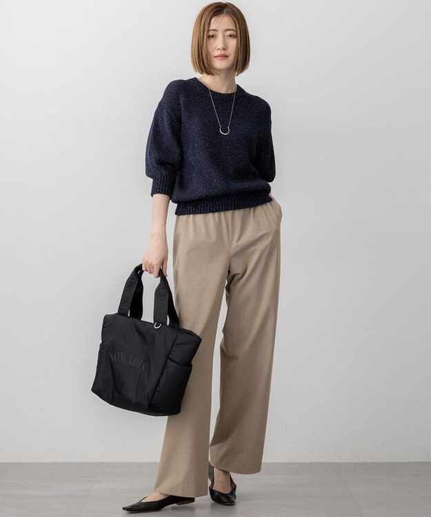 23区 【撥水加工/洗える】ドライ2WAYストレッチ ドロスト ワイド パンツ ベージュ系