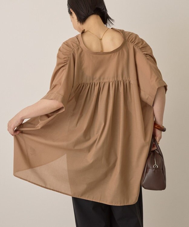 AMERICAN HOLIC イージーケア 接触冷感フレンチスリーブギャザーシャツ Mocha