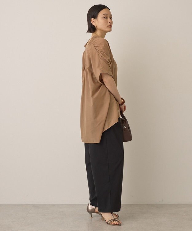 AMERICAN HOLIC イージーケア 接触冷感フレンチスリーブギャザーシャツ Mocha