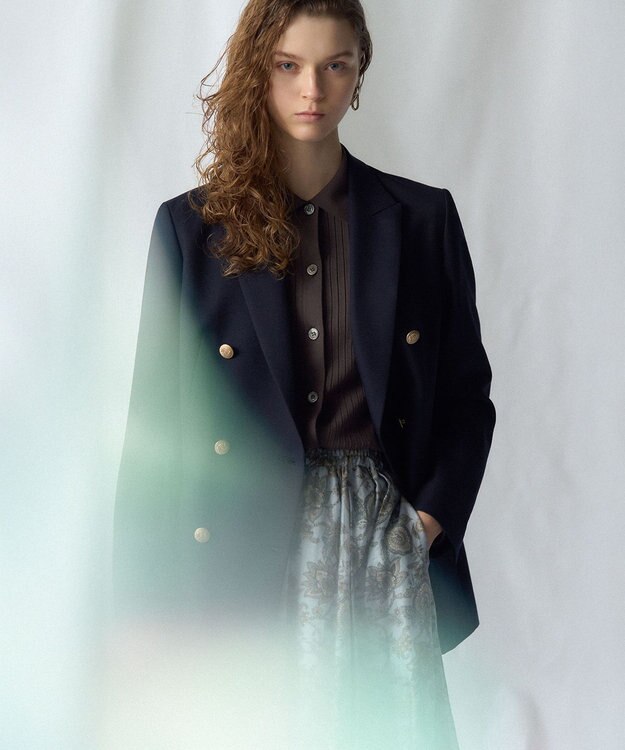 23区 【先行予約】ワイドリブ ポロニット カーディガン ダークブラウン系