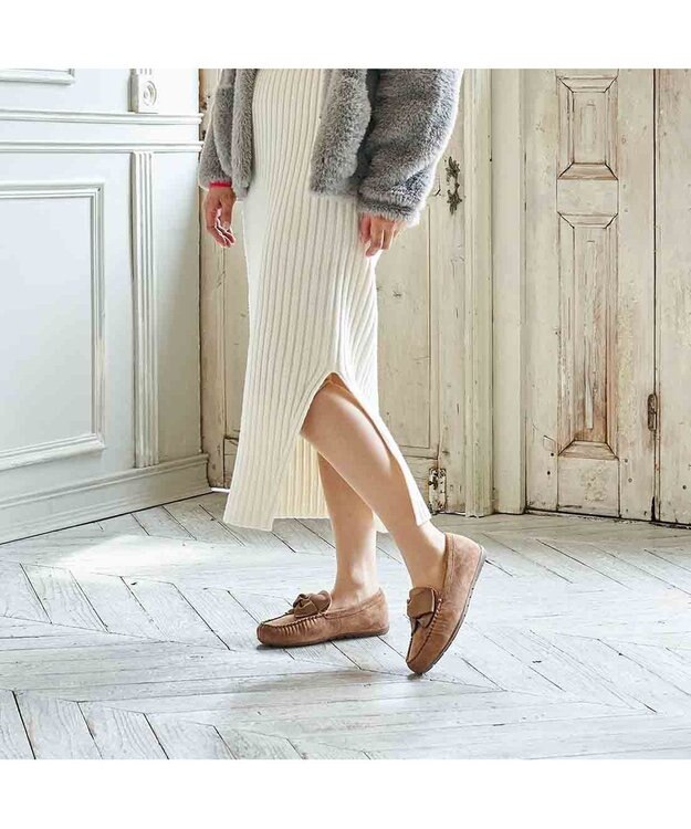 Riz raffinee <Riz raffinee>グログランリボンモカシン キャメルスエード